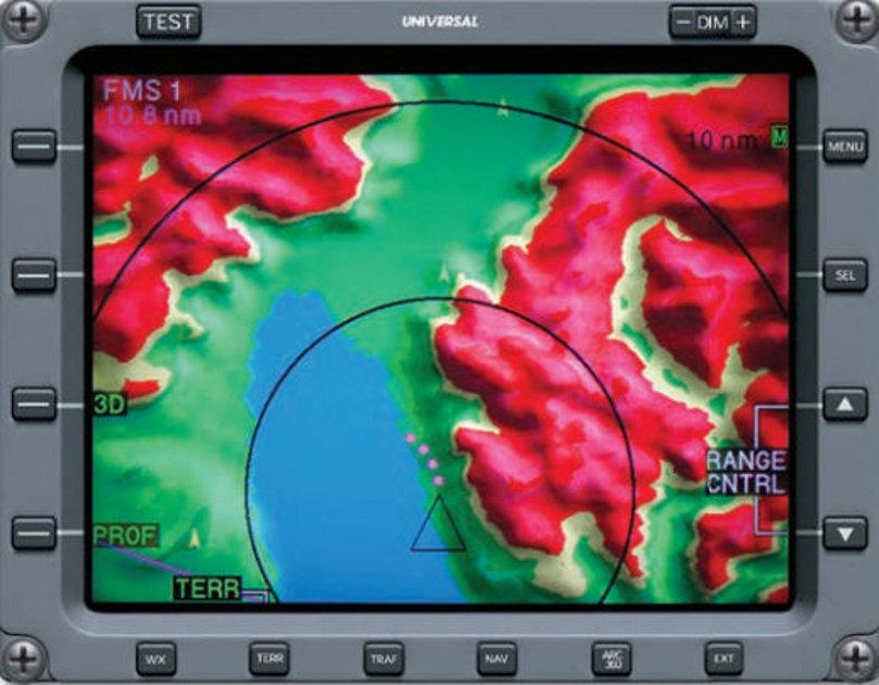 Universal Avionics Terrain Awareness (TAWS) Display